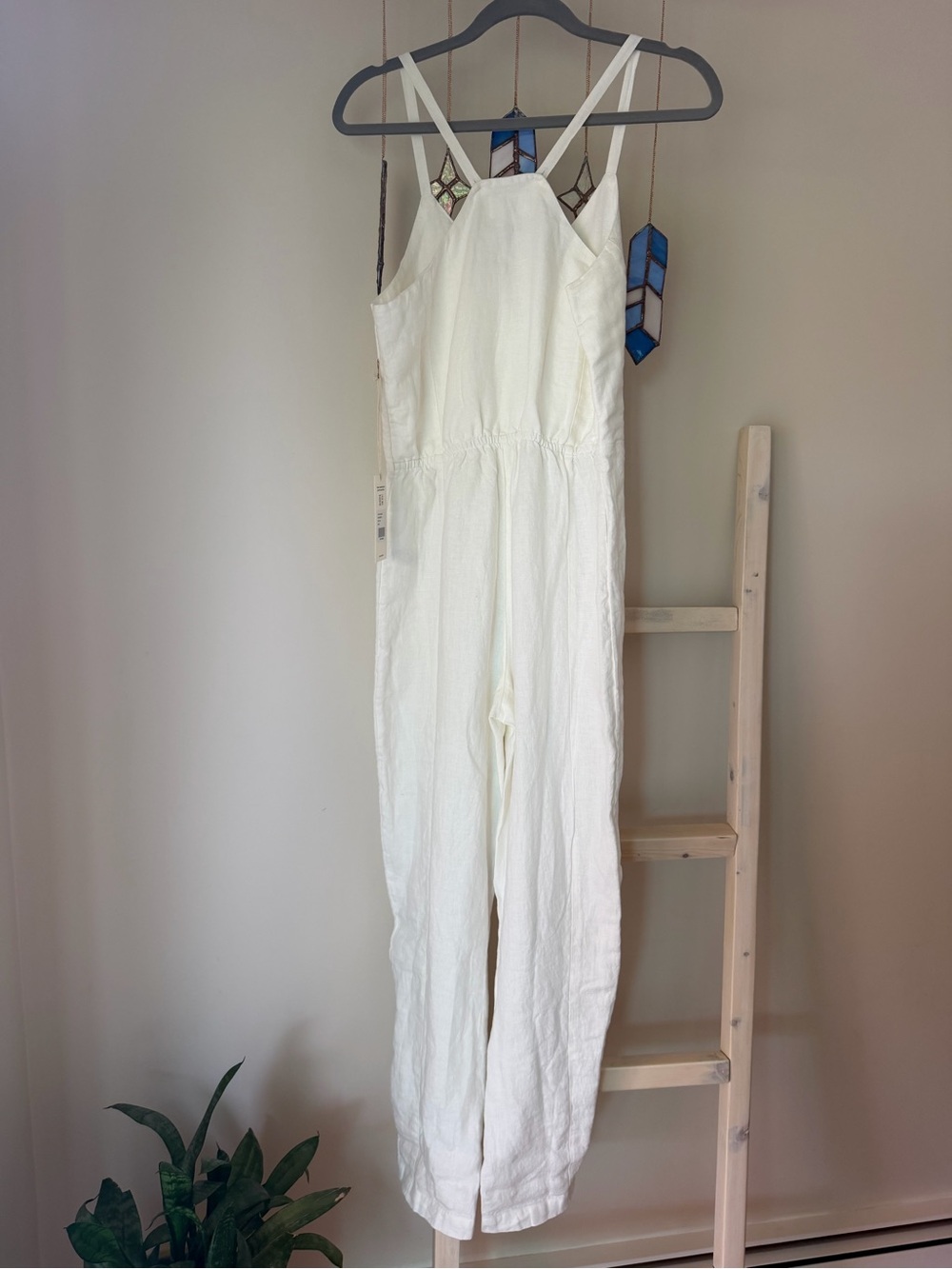 MATE the Label Cream Button-Front Linen Jumpsuit - Picture 2 of 5
